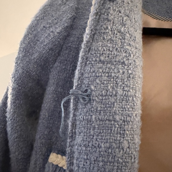 J. Crew Light Blue Bouclé Cropped Blazer with Cream Trim - Picture 4 of 4